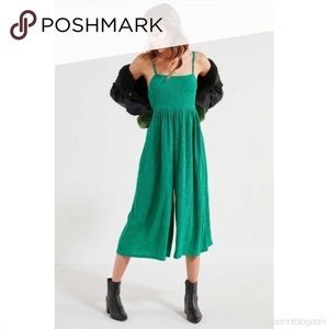 Green boho romper/jumpsuit with cropped ankle
